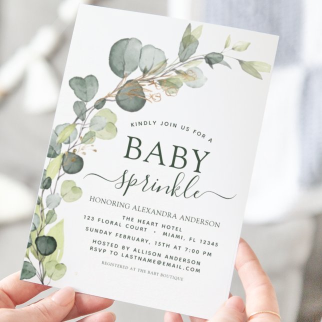 Budget Baby Sprinkle Shower Eucalyptus Invitation (Creator Uploaded)