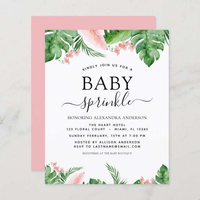 Budget Baby Sprinkle Shower Tropical Palm Floral (Front/Back)