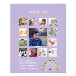 BUDGET Babys 1st yr PHOTO Grandparent Keepsake Print