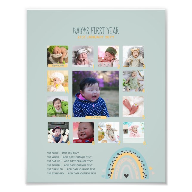 BUDGET Babys 1st yr PHOTO Grandparent Keepsake Print (Front)