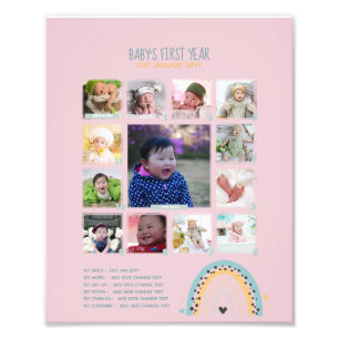 BUDGET Babys 1st yr PHOTO Grandparent Keepsake Print