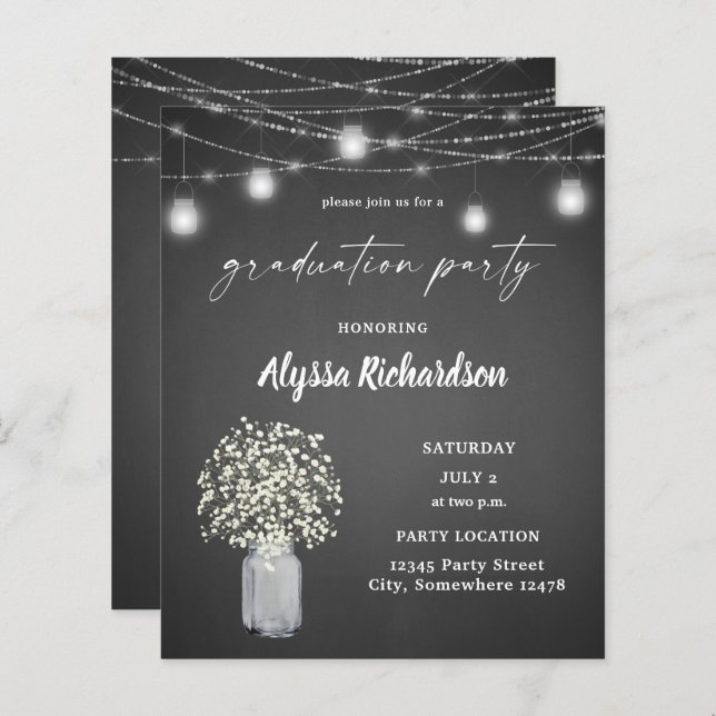 Budget Babys Breath & Chalkboard Graduation Party (Front/Back)