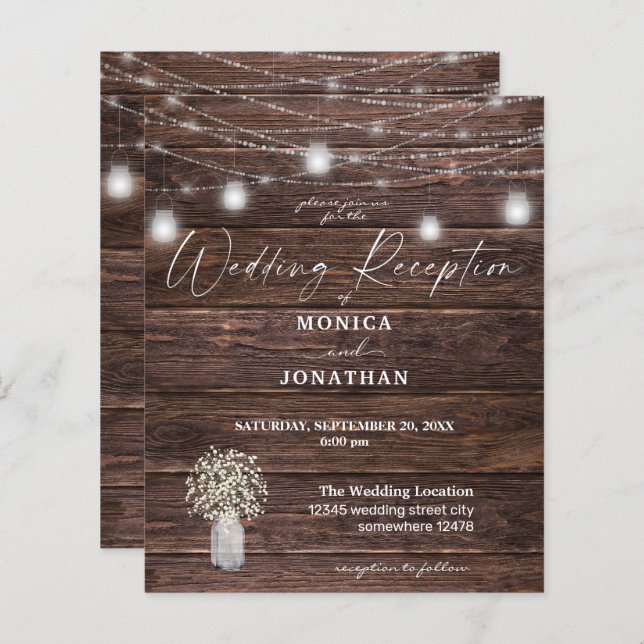 Budget Baby's Breath Wood Lights Wedding Reception (Front/Back)
