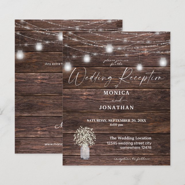 Budget Baby's Breath Wood Lights Wedding Reception (Front/Back)