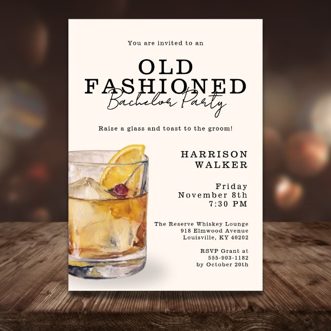 Budget Bachelor Party Old Fashioned Whiskey Theme Invitation (Creator Uploaded)