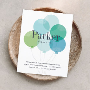 Budget balloon bunch birthday party invitation