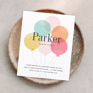 Budget balloon bunch birthday party invitation