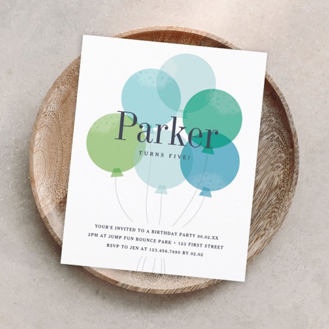 Budget balloon bunch birthday party invitation (Creator Uploaded)