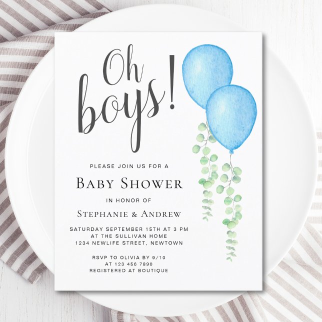 Budget Balloons Couple's Twins Baby Shower Invite (Creator Uploaded)