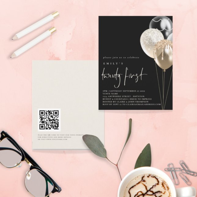 Budget Balloons Gold Ivory QR Code 21st Black (Creator Uploaded)
