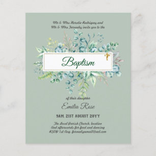 BUDGET Baptism Bautizo Bautismo GREENERY Invites Flyer
