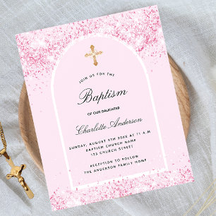 Budget baptism blush pink glitter dust arch girl