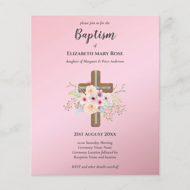 BUDGET Baptism Christening Bautizo Bautismo INVITE Flyer (Front)