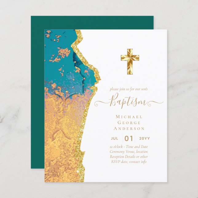 BUDGET Baptism Christening Communion INVITES (Front/Back)