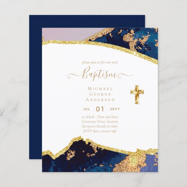 BUDGET Baptism Christening Communion INVITES (Front/Back)