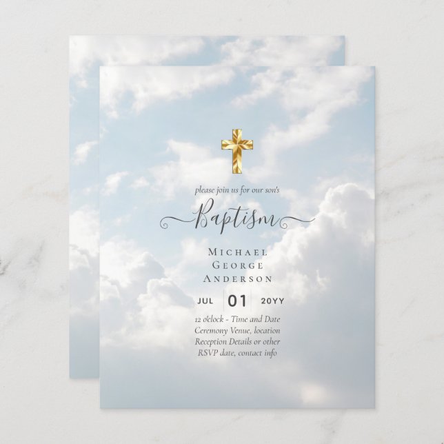 BUDGET Baptism Christening Communion INVITES (Front/Back)