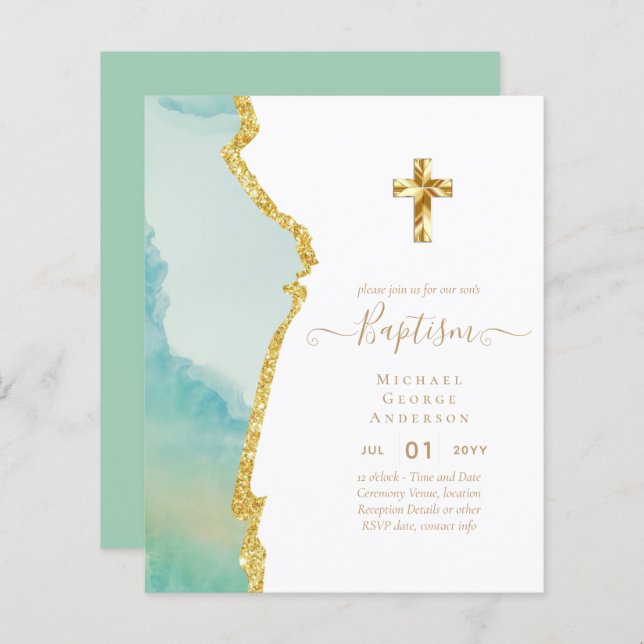BUDGET Baptism Christening Communion INVITES (Front/Back)