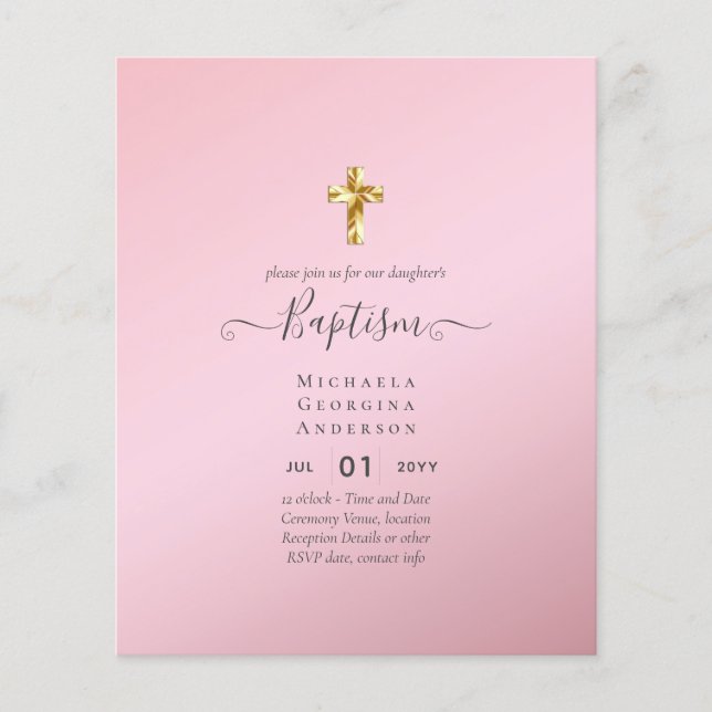BUDGET Baptism Christening Communion INVITES Flyer (Front)