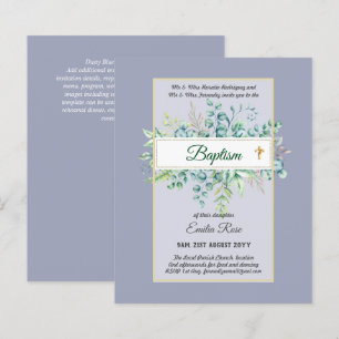 Budget BAPTISM Christening Greenery Leaves Invites
