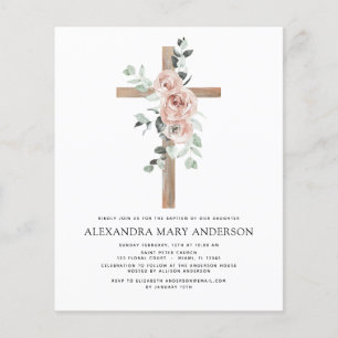 Budget Baptism Dusty Pink Rose Greenery Eucalyptus Flyer