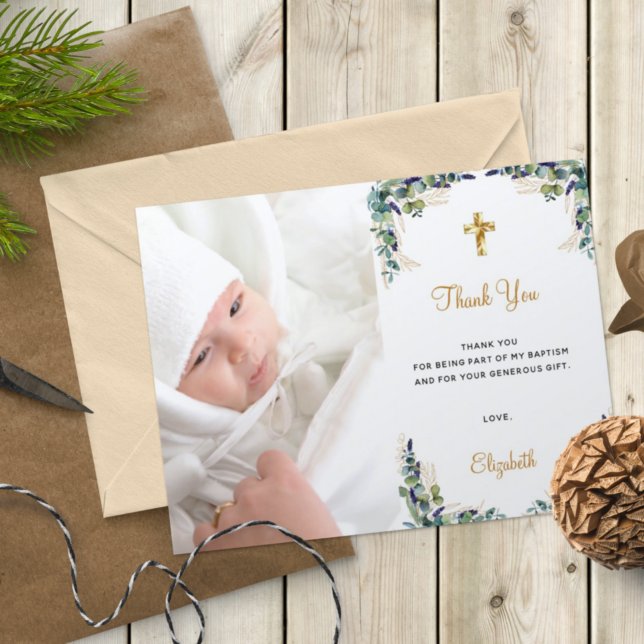 Budget baptism eucalyptus photo thank you (Creator Uploaded)