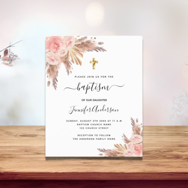 Budget Baptism girl pampas grass rose gold blush (Creator Uploaded)