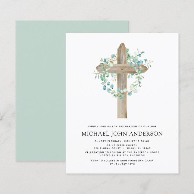 Budget Baptism Greenery Sage Eucalyptus (Front/Back)