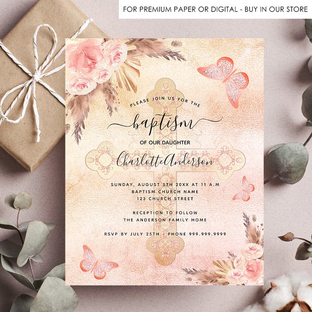 Budget baptism pampas grass blush butterfly cross (Creator Uploaded)