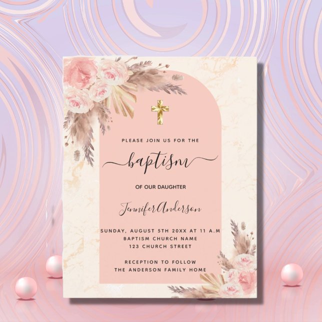 Budget Baptism pampas grass rose gold blush marble (Creator Uploaded)