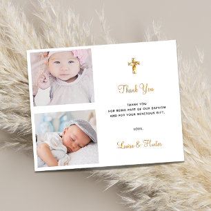 Budget baptism photo twins elegant thank you