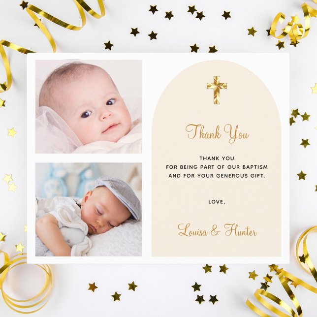 Budget baptism photo twins elegant thank you (Creator Uploaded)