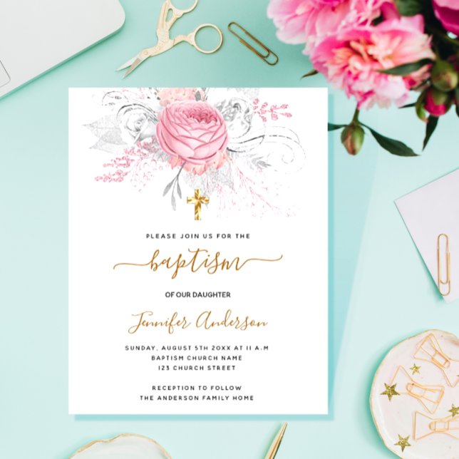 Budget Baptism pink florals girl elegant (Creator Uploaded)
