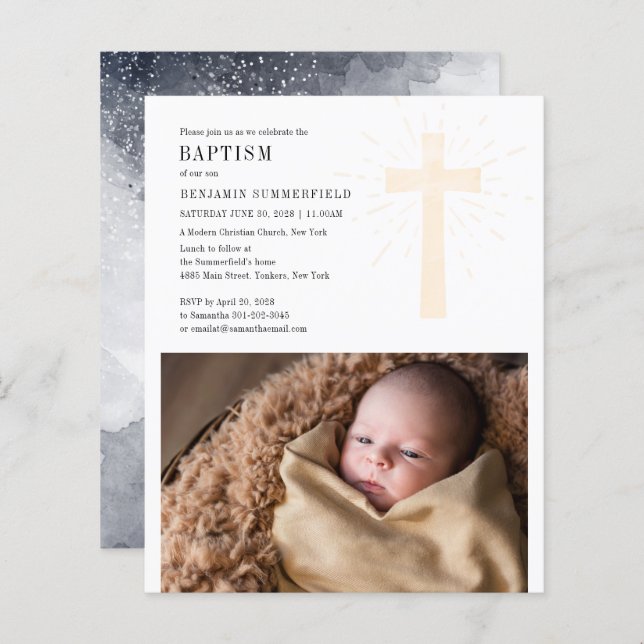 Budget Baptism Religious Event Elegant Baby Photo (Front/Back)