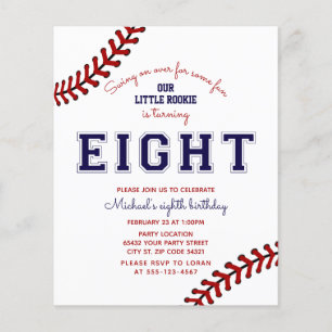 Budget Baseball 8th Birthday Invitation