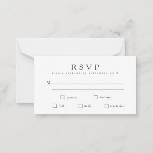 Budget Basic Classic Black White RSVP Meal Card