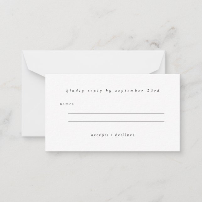 Budget Basic Minimalist Black White RSVP  Card (Front)