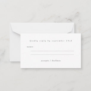 Budget Basic Minimalist Black White RSVP Card