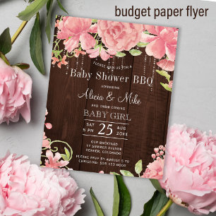 Budget BBQ baby shower rustic baby girl invitation