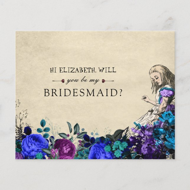 BUDGET Be My Bridesmaid Floral Alice in Wonderland (Front)