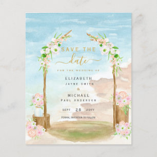 BUDGET Beach Coastal Destination Save Date Invite  Flyer