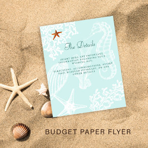 Budget beach destination wedding details insert flyer