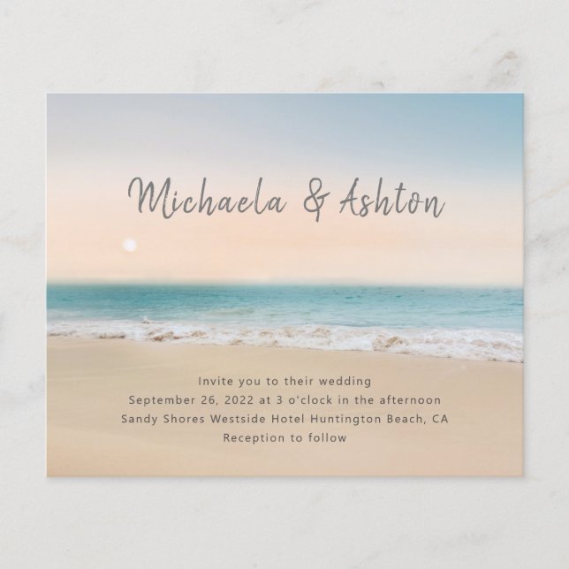 Budget Beach Destination Wedding Invitation (Front)