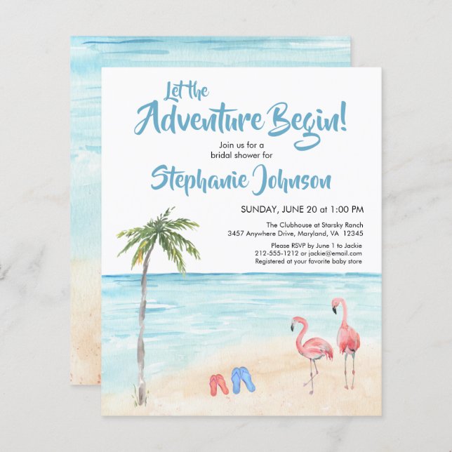 Budget Beach Ocean Adventure Bridal Shower Invite (Front/Back)