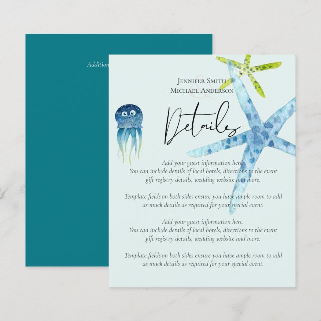BUDGET Beach Ocean Life Wedding Enclosure Details (Front/Back)