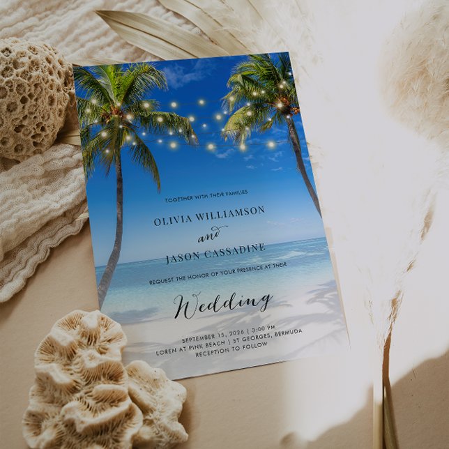 Budget Beach String Lights Wedding Invitation (Creator Uploaded)
