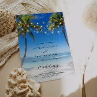 Budget Beach String Lights Wedding Invitation