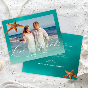 Budget beach wedding custom photo thank you