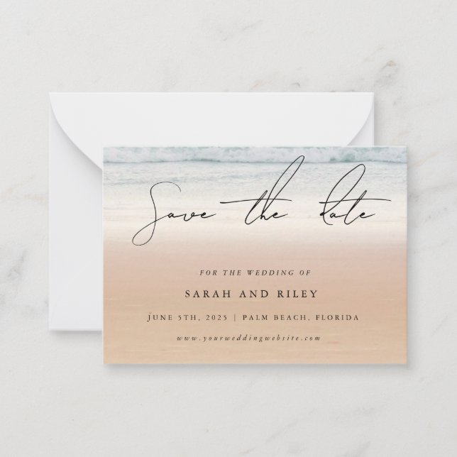 BUDGET Beach Wedding Save The Date Invitation (Front)