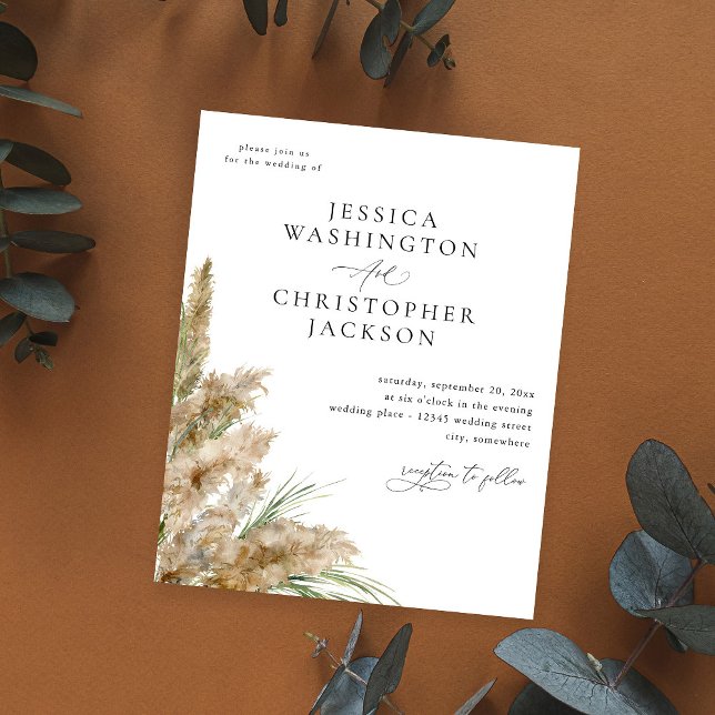 Budget Beachy Boho Pampas Grass Wedding  Flyer (Creator Uploaded)