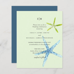 Budget Beachy Life Blue Lime Wedding Invites